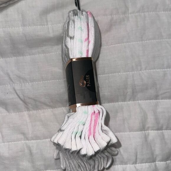 nicole miller Ladies 6 Pack No Show Ankle Socks White Pink Green Gray - Picture 9 of 9